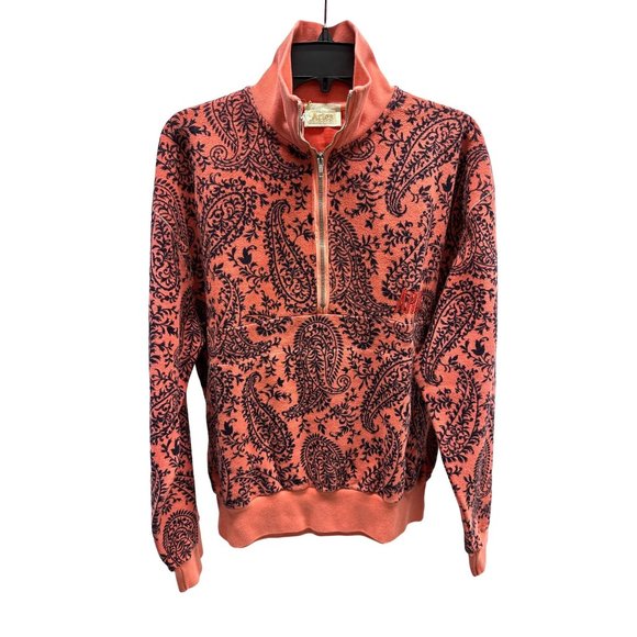 NEW Aries Made in Italy Coral Paisley 1/2 Zip Sweater Small - Picture 5 of 9